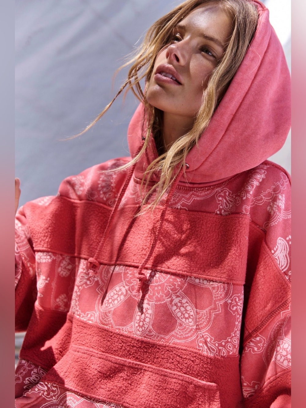 FP Movement Final Call Bandana Logo Hoodie in Bandana - Cranberry Combo - Picture 4 of 5